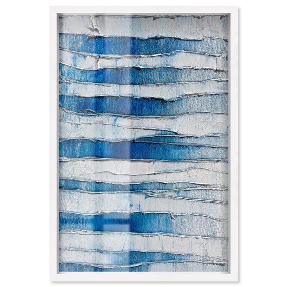 Azure Furrows III Shadowbox Print Blue Wall Art by Art Remedy, White Frame, 30 x 45