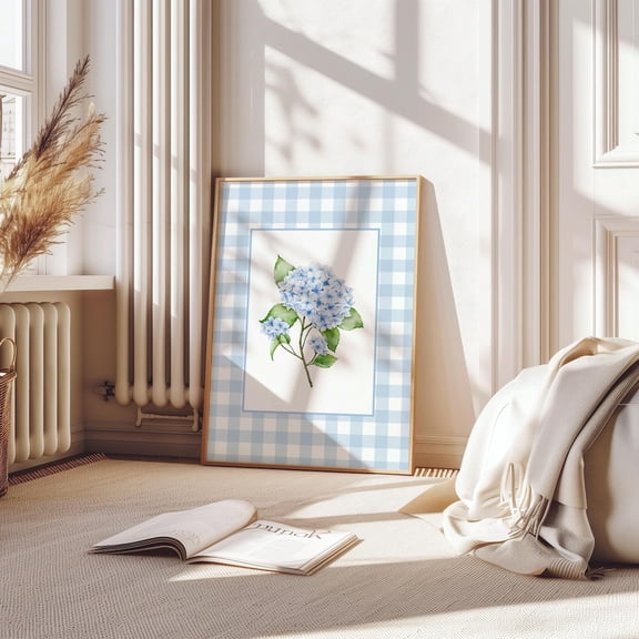 Azure Hydrangea Hamptons Style Floral Art Unframed Paper Poster 8x10in
