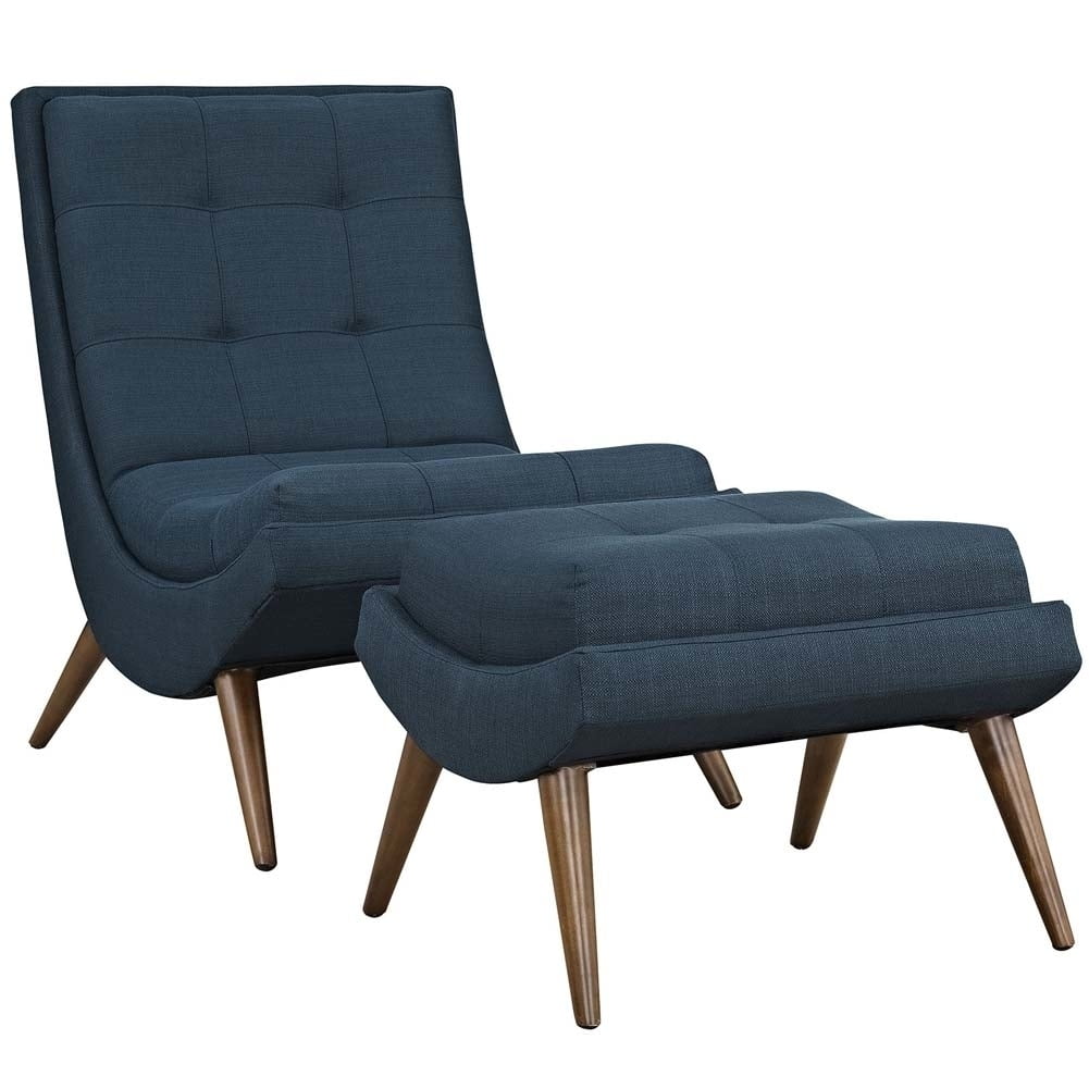 Azure Elegance Manufactured Wood Lounge Chair and Ottoman Set