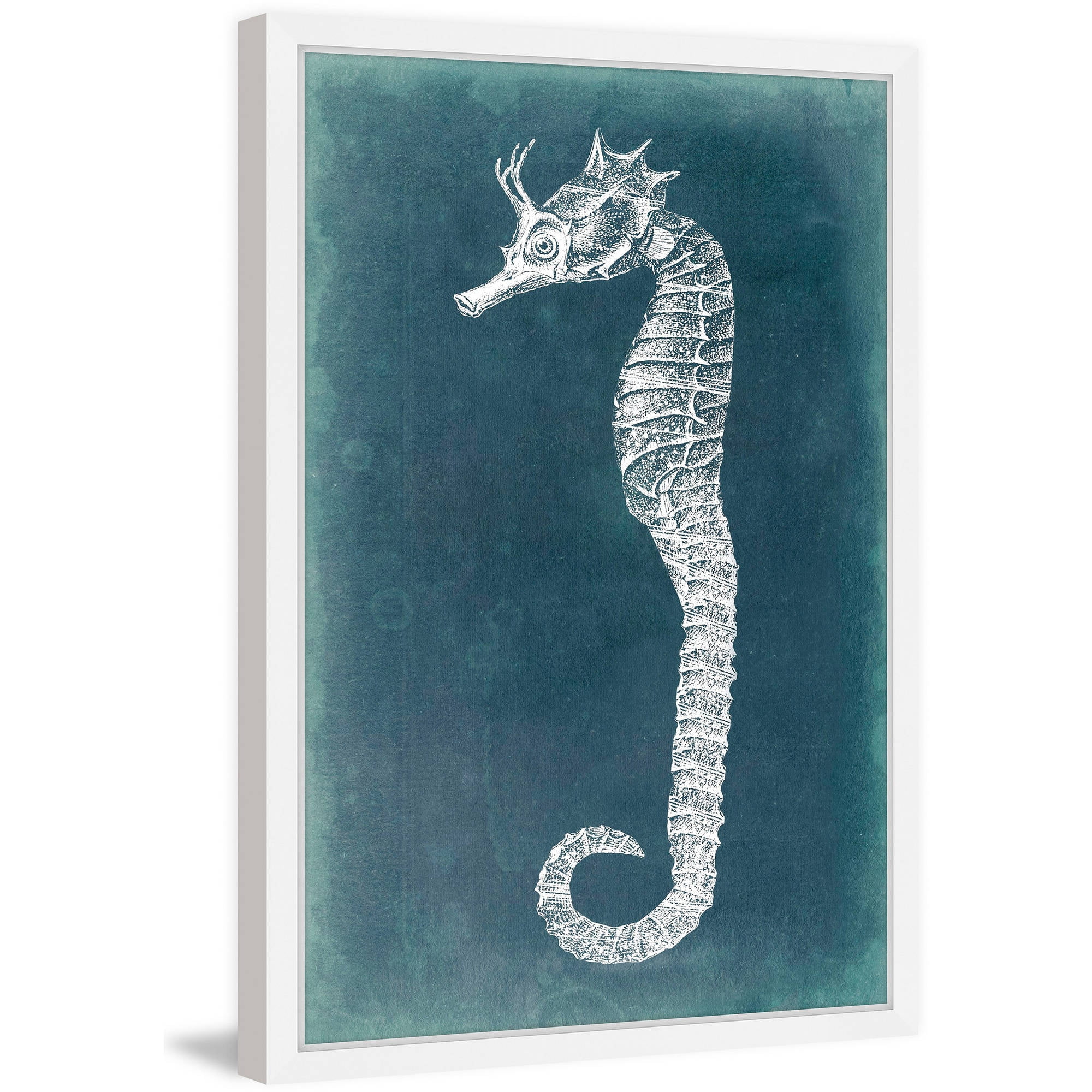 "Azure Seahorse I" Framed Painting Print