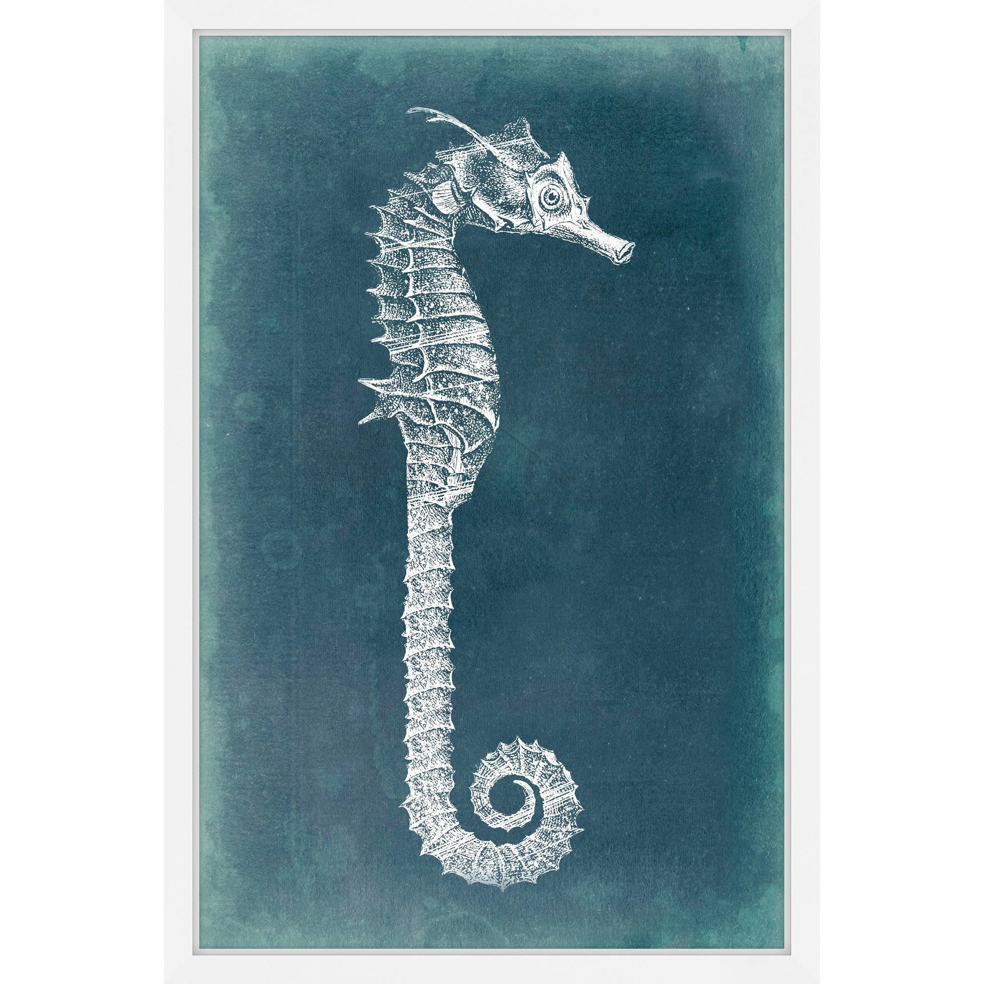 "Azure Seahorse II" Framed Painting Print