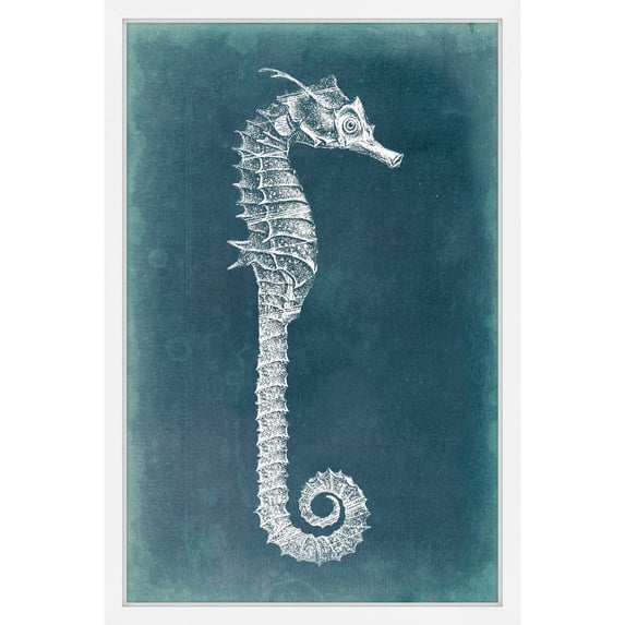 "Azure Seahorse II" Framed Painting Print