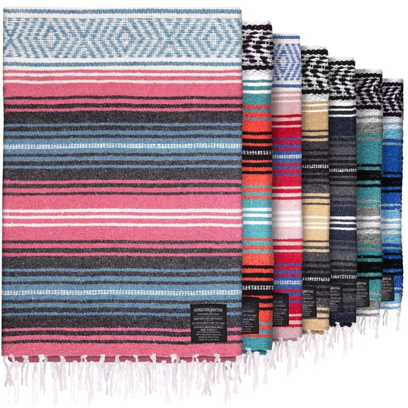 Azure Striped Handwoven Throw Blanket 70"x50" All-Purpose Use