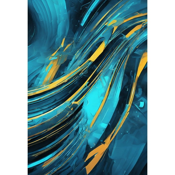 Azure Swirl Abstract Illustration - 12" x 18" Art Print Wall Decor