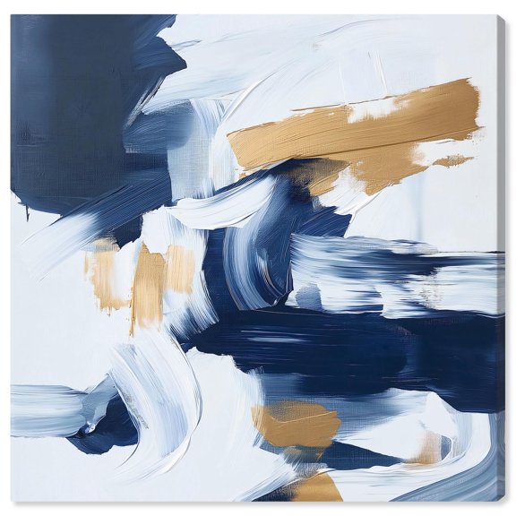 Azure and Gold Canvas Elegant Abstracts by Art Remedy, Gallery Wrapped, 20 x 20