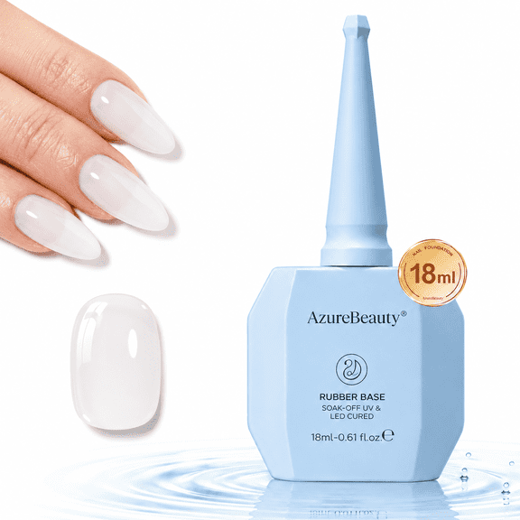 AzureBeauty Rubber Base Coat Gel Nail Polish, Milky White Soak Off UV LED Gel, 18 mL