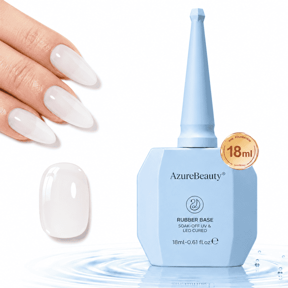 AzureBeauty 18ml Milky White Rubber Base Builder Color Gel for Thin Nails , Flexible Self-Leveling Base for Apex Overlays, Nail Strengthener for Weak Natural Nails, No-Lifting Gel Polish