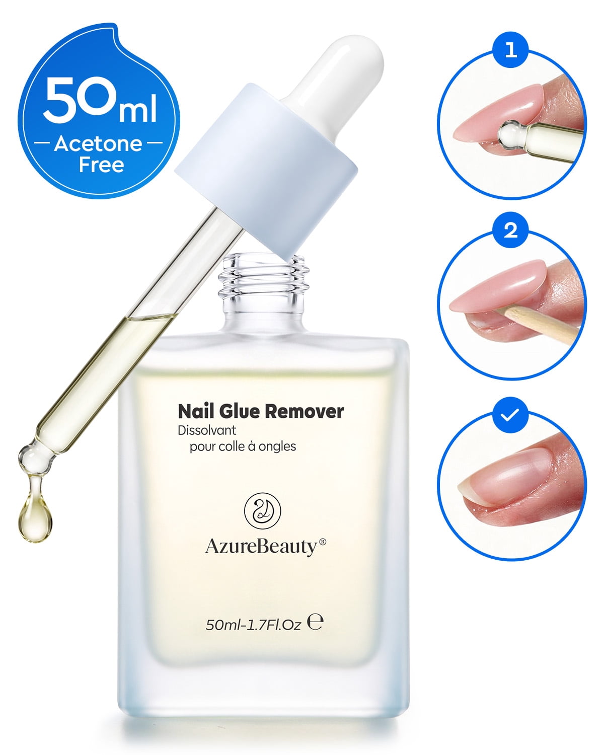 AzureBeauty Nail Glue Remover Serum 50ml / 1.7 fl oz Acetone-Free Press ...