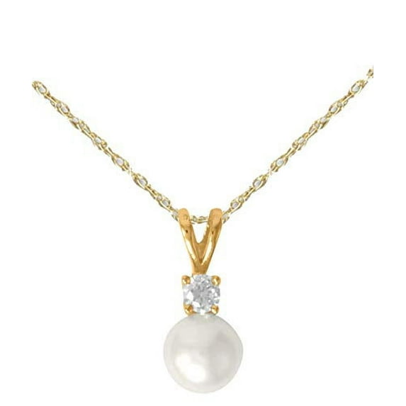 AzureBella Jewelry 14k Gold-Filled Chain with Gold-Plated Cultured Freshwater Pearl and Cubic Zirconia Petite Pendant