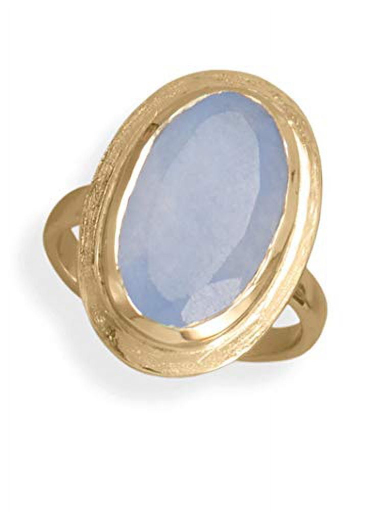 AzureBella Jewelry 14k Yellow Gold-Plated Sterling Silver Blue Chalcedony Ring AzureBella Jewelry 14k Yellow Gold-Plated Sterling Silver Blue Chalcedony Ring