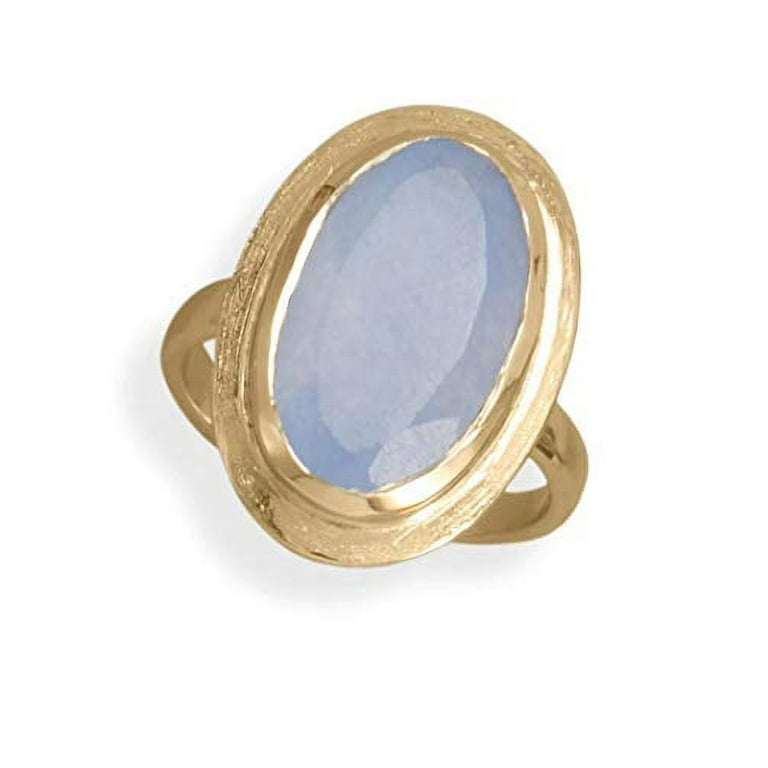 AzureBella Jewelry 14k Yellow Gold-Plated Sterling Silver Blue Chalcedony Ring AzureBella Jewelry 14k Yellow Gold-Plated Sterling Silver Blue Chalcedony Ring
