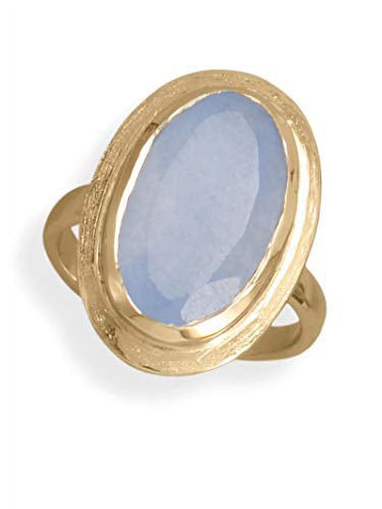 AzureBella Jewelry 14k Yellow Gold-Plated Sterling Silver Blue Chalcedony Ring AzureBella Jewelry 14k Yellow Gold-Plated Sterling Silver Blue Chalcedony Ring