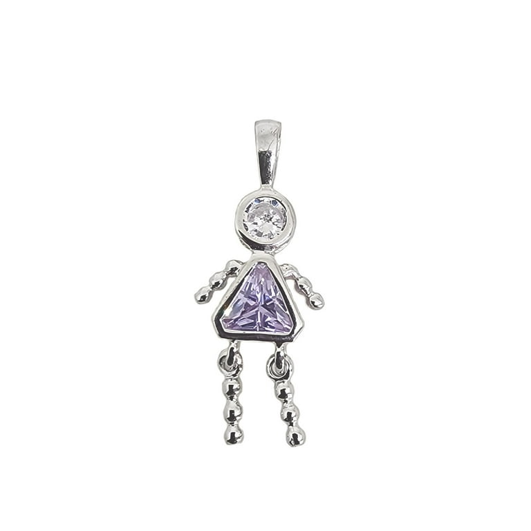 AzureBella Jewelry Birthstone Kids Pendant June Purple with Cubic Zirconia Rhodium on Sterling Silver AzureBella Jewelry Birthstone Kids Pendant June Purple with Cubic Zirconia Rhodium on Sterling Silver