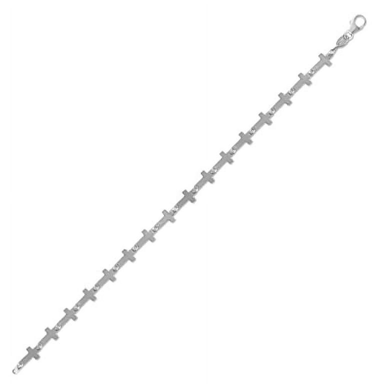Cross Bracelet with Sideways Links Sterling Silver Cross Bracelet with Sideways Links Sterling Silver