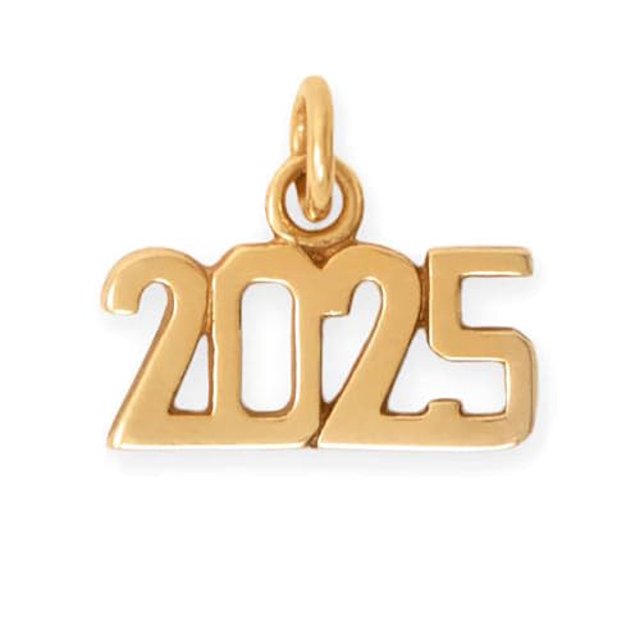 AzureBella Jewelry Graduation Year Charm 2025 14k Antique Goldplated