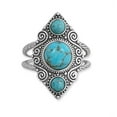 thumbnail image 1 of AzureBella Jewelry Three-Stone Turquoise Ring with Double Taper Band Sterling Silver (7), 1 of 2