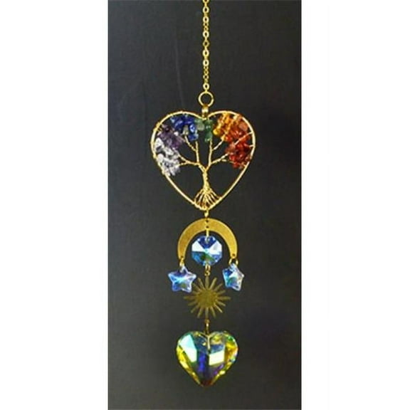 AzureGreen FSCWH01 13.5 in. 7 Chakra Heart Sun Catcher