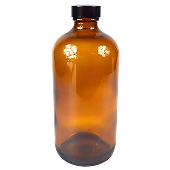 AzureGreen L16A 16 oz Glass Amber Bottle with Cap