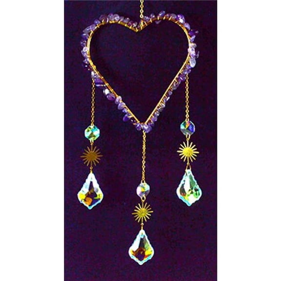 AzureGreen FSCWH50 17 in. Amethyst Heart Sun Catcher