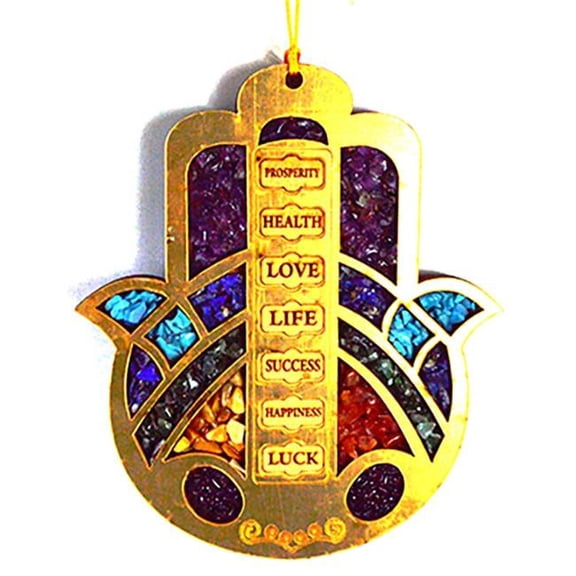 AzureGreen FHAMH 6 in. Hamsa Hand with Crystals