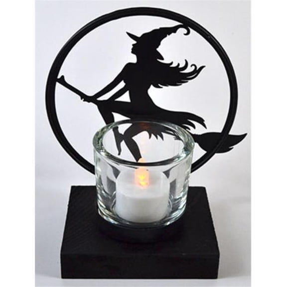 AzureGreen CHT879 6 in. Witch by Moonlight Tea Light Holder