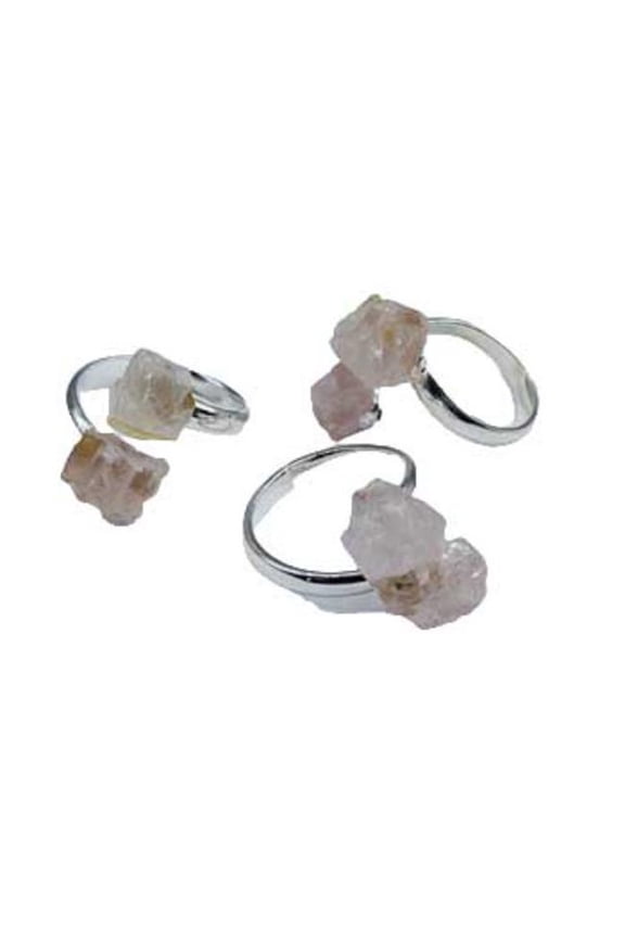 JR9005 Adjustable Rose Quartz Rings - Set of 3