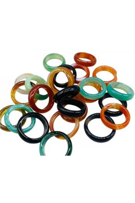 JR012 Banded Agate Rings, Set of 25