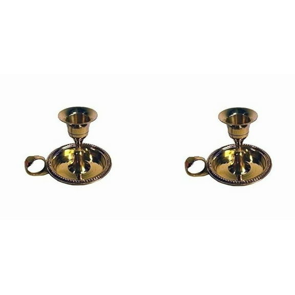 AzureGreen Brass Chamberstick Tapered Candle Holder - Pack of 2