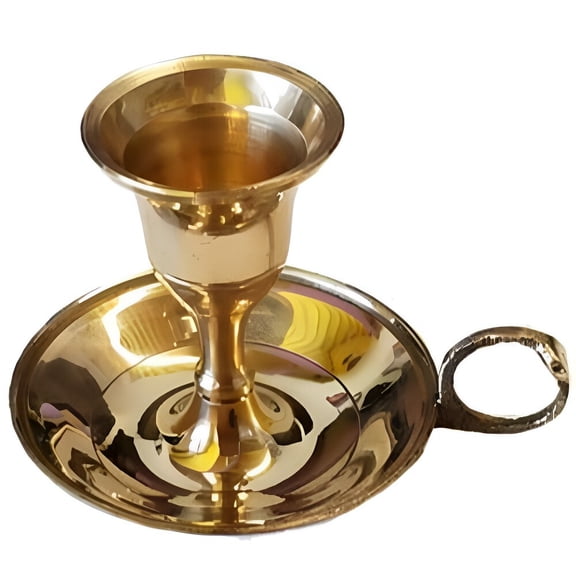 AzureGreen Brass Chamberstick Tapered Candle Holder
