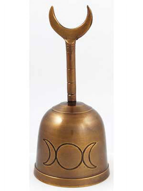 AzureGreen Bronze Triple Moon Meditation Hand Bell 5"