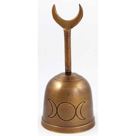 AzureGreen Bronze Triple Moon Meditation Hand Bell 5"