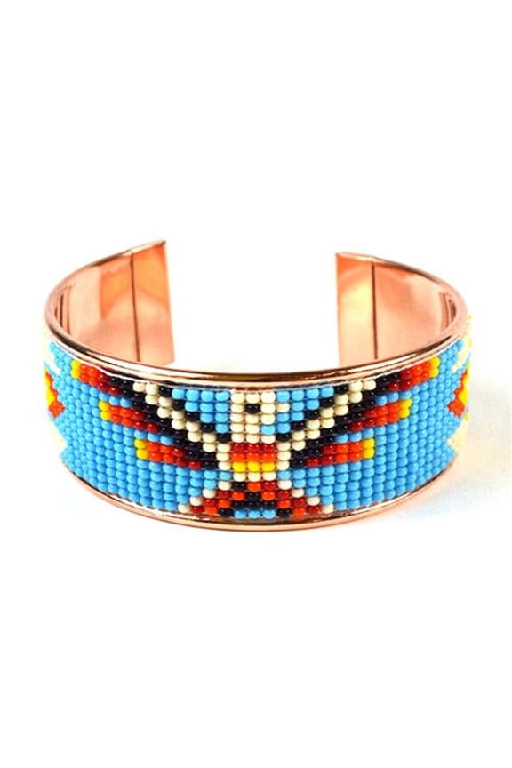 JBCBE Czech Beaded Copper Cuff Bracelet