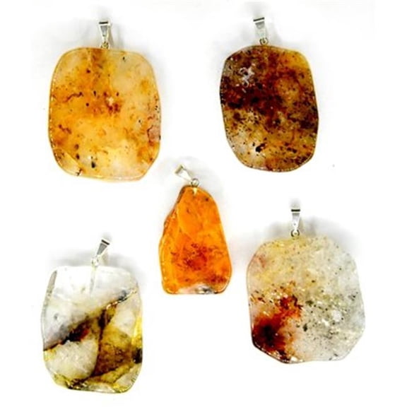 AzureGreen JSGQ Golden Quartz Slice Pendant
