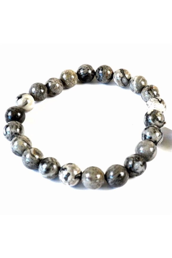 JB8654 8 mm Map Stone Jasper Bracelet