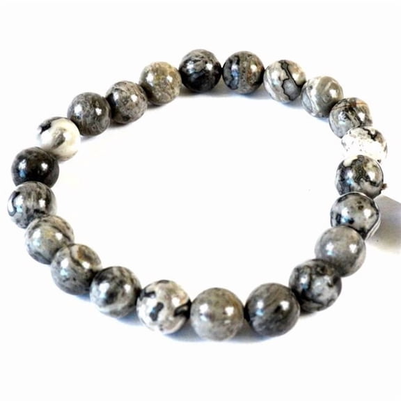 AzureGreen JB8654 8 mm Map Stone Jasper Bracelet
