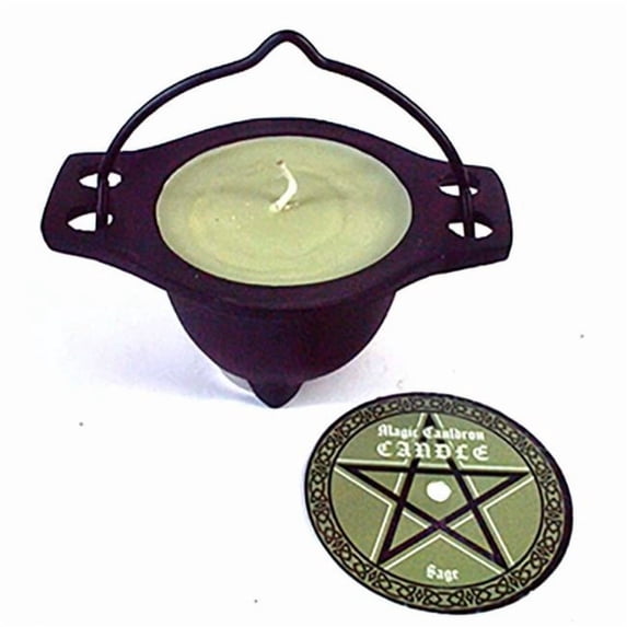 AzureGreen CCSAG Sage Candle in Cauldron