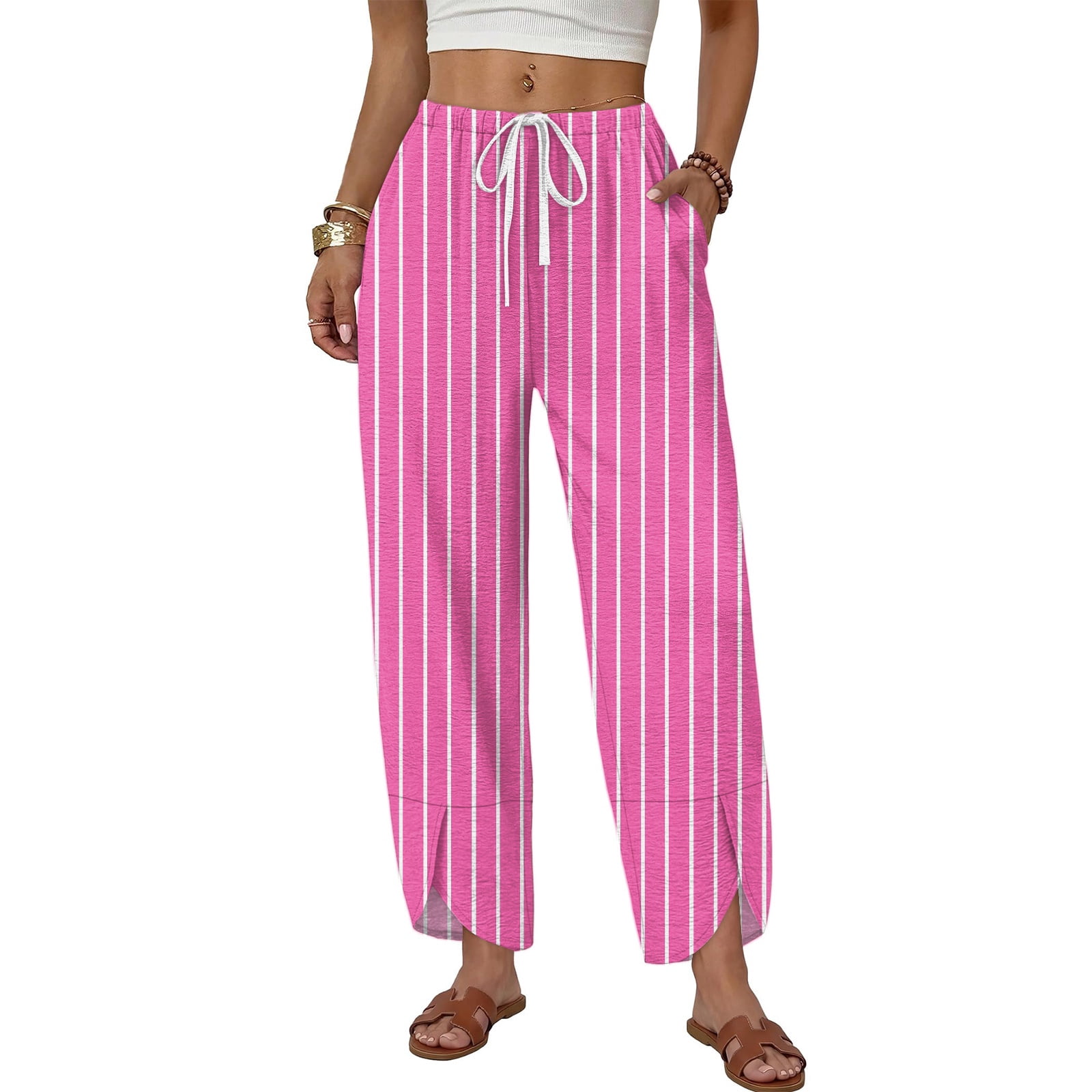 AzureSilk Women Casual Wide Leg Pants Loose Straight Leg Trousers with ...