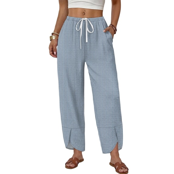 AzureSilk Women Casual Wide Leg Pants Loose Straight Leg Trousers with PocketPalazzo Pants Cropped Spring Summer Vacation Outfits Fashion Clothing Beach Clothes