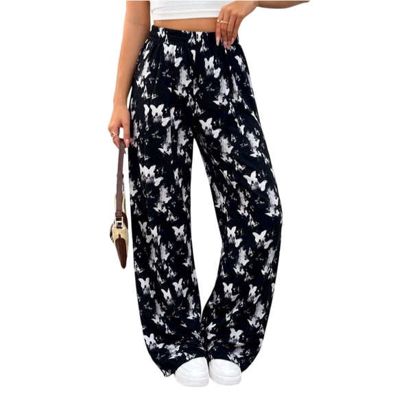 AzureSilk Women Plaid Casual Pants Drawstring Elastic Waist Loose Wide Leg Trousers with Pockets Lounge Pants Women Summer Pants