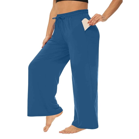 AzureSilk Women's Fashion Casual Plus Size Relaxed Fit Drawstring Wide Leg Straight Leg Pants, Size XL-5XL
