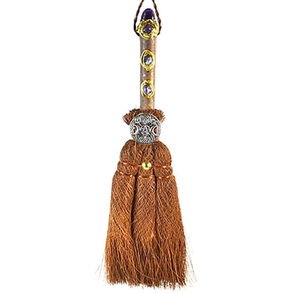 Azuregreen FBRM018 12 in. Triple Moon Crystal Broom, Multi Color
