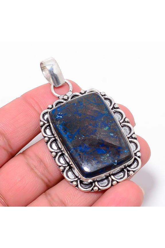Azurite - Bisbee Mines Designer Handmade 925 Sterling Silver Pendant 2.54" P13