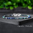 thumbnail image 1 of Azurite Malachite 2-2.5mm Round Shape Faceted Cut Beads 7 inch adjustable Silver Plated Clasp Bracelet for men, women, unisex. Link Chain Stacking Bracelet.|LINK_00914, 1 of 5