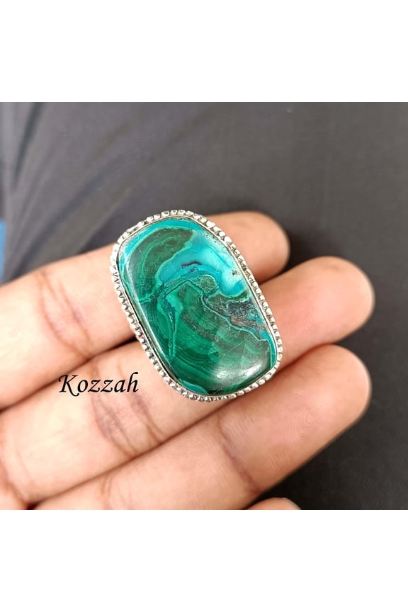 Azurite Malachite Ring, Women Ring, 925 Starling Silver Ring, Handmade Ring, Dainty Ring, Designer Band Ring, Gemstone Ring, Statement Ring