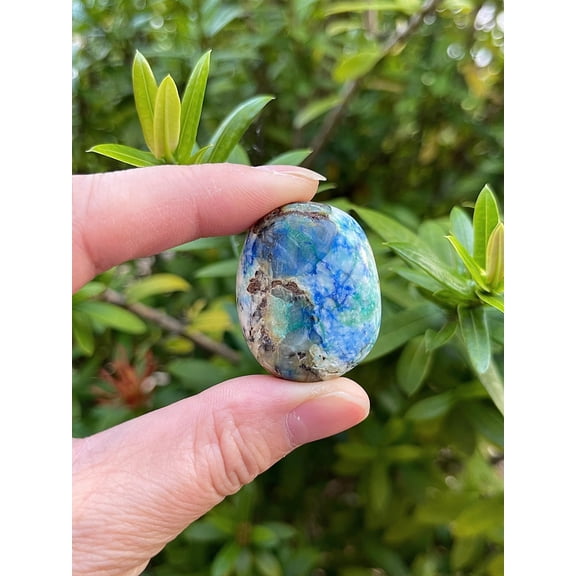 Azurite Malachite Tumbled Stones, Polished Natural Azurite Malachite Gemstone, Azurite Malachite Healing Crystals (Azurite Malachite, 0.25 Pound)
