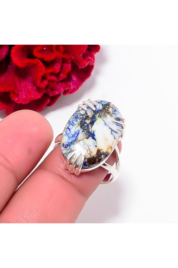 Azurite Turquoise - Utah Gemstone 925 Sterling Silver Ring S.8.5 R102519, Christmas Gift