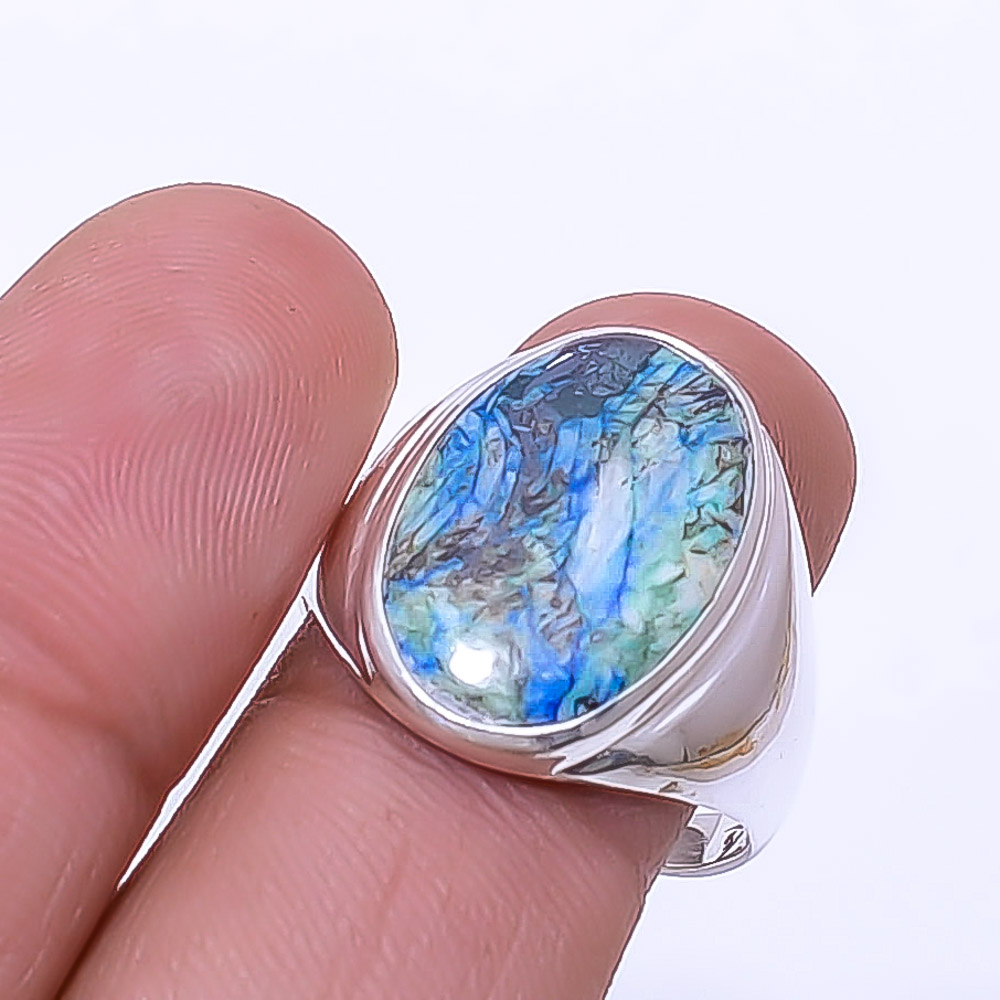 ZAM GEMS Azurite Turquoise - Utah Gemstone 925 Sterling Silver Ring S.9 R_9496_286_24, Gemstone Jewelry, Birthday Gift, Christmas Gift