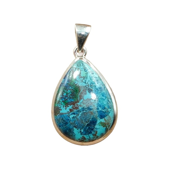 Azurite chrysocolla Gemstone 925 Sterling Silver Handmade Statement Pendant Birthday Gift Jewelry