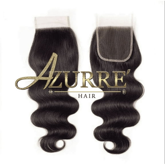 Azurre 12' 4/4 BodyWave HD Free Part Human Hair Lace Closure 100% Unprocessed Virgin Hair Natural Black