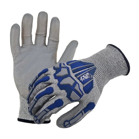 Azusa Safety Cut Rsstant Glove,18 ga.,Gy/Gy/Bl,2XL,PR BW4010